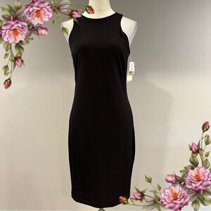 Karen Kane Black Halter Sheath Midi Knee Length Dress size Small